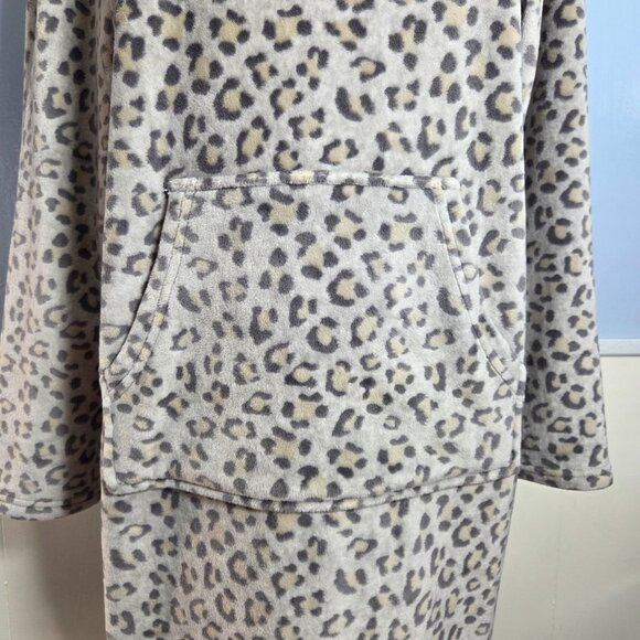 32 Degrees Heat Sleepwear Small / Medium Leopard Gray Cozy Longsleeve Nightgown - Picture 4 of 12